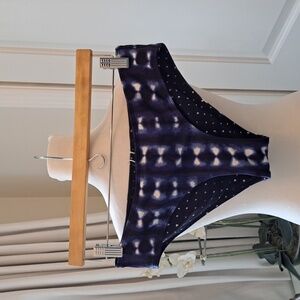 Athleta‎ Womens Reversible Bikini Bottom Navy/White Print Size Small